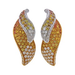 Vintage Multi-Color Sapphire Diamond Gold Earrings