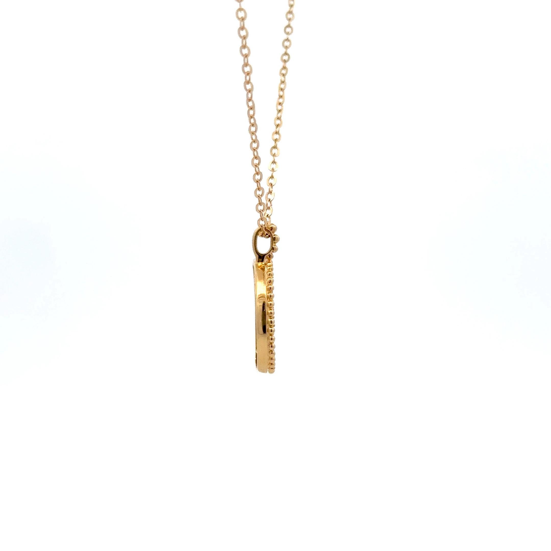Collana con ciondolo a mezzaluna con diamante e zaffiro multicolore 0,21 carati 18KT in vendita 1
