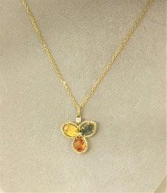 Multi-Color Sapphire Diamond Necklace