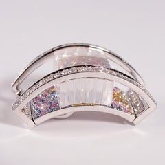 Multi-Color Sapphire and Diamond Pendant in 18K White Gold, 2.05ct