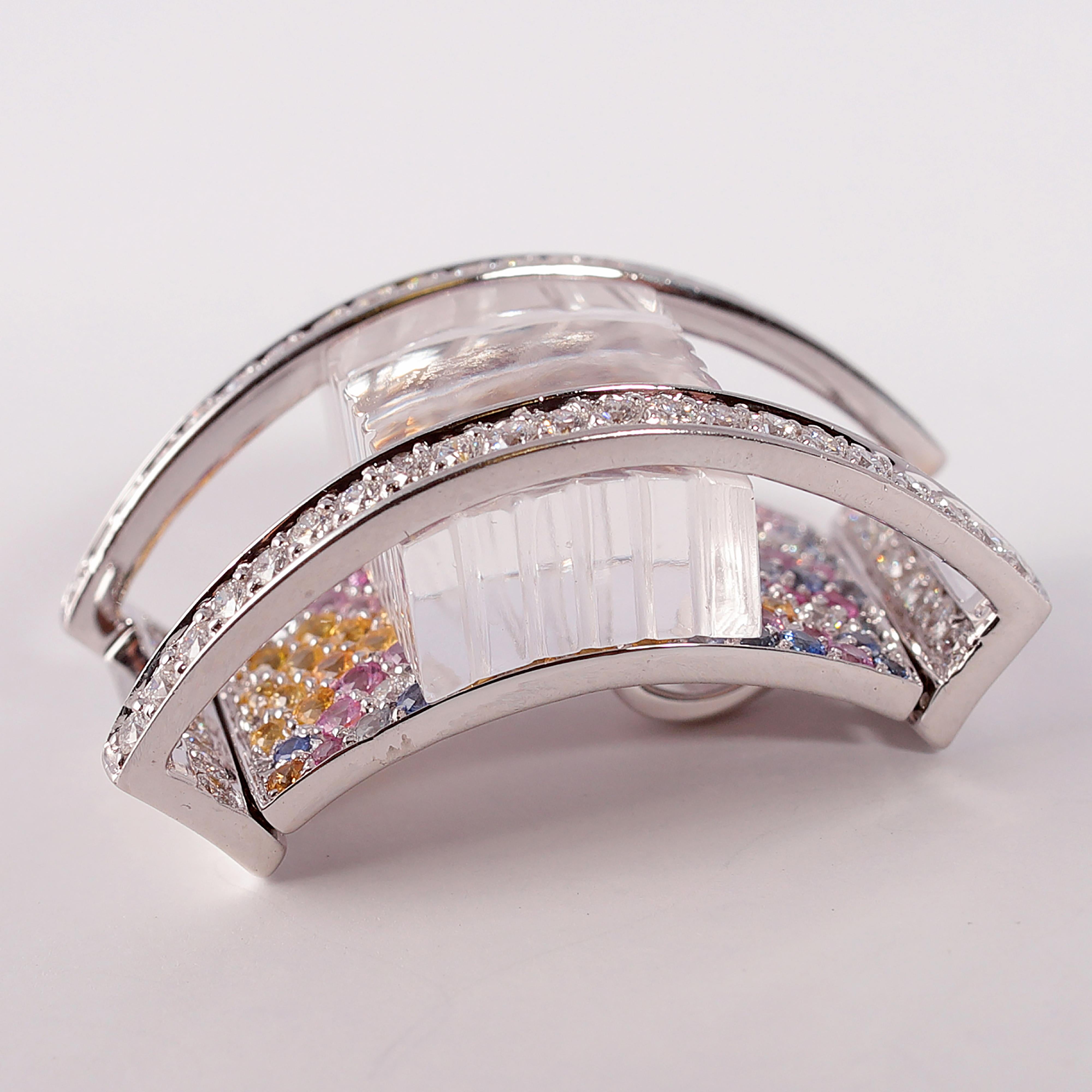 Women's or Men's Multi-Color Sapphire Diamond Pendant by Losi For Sale