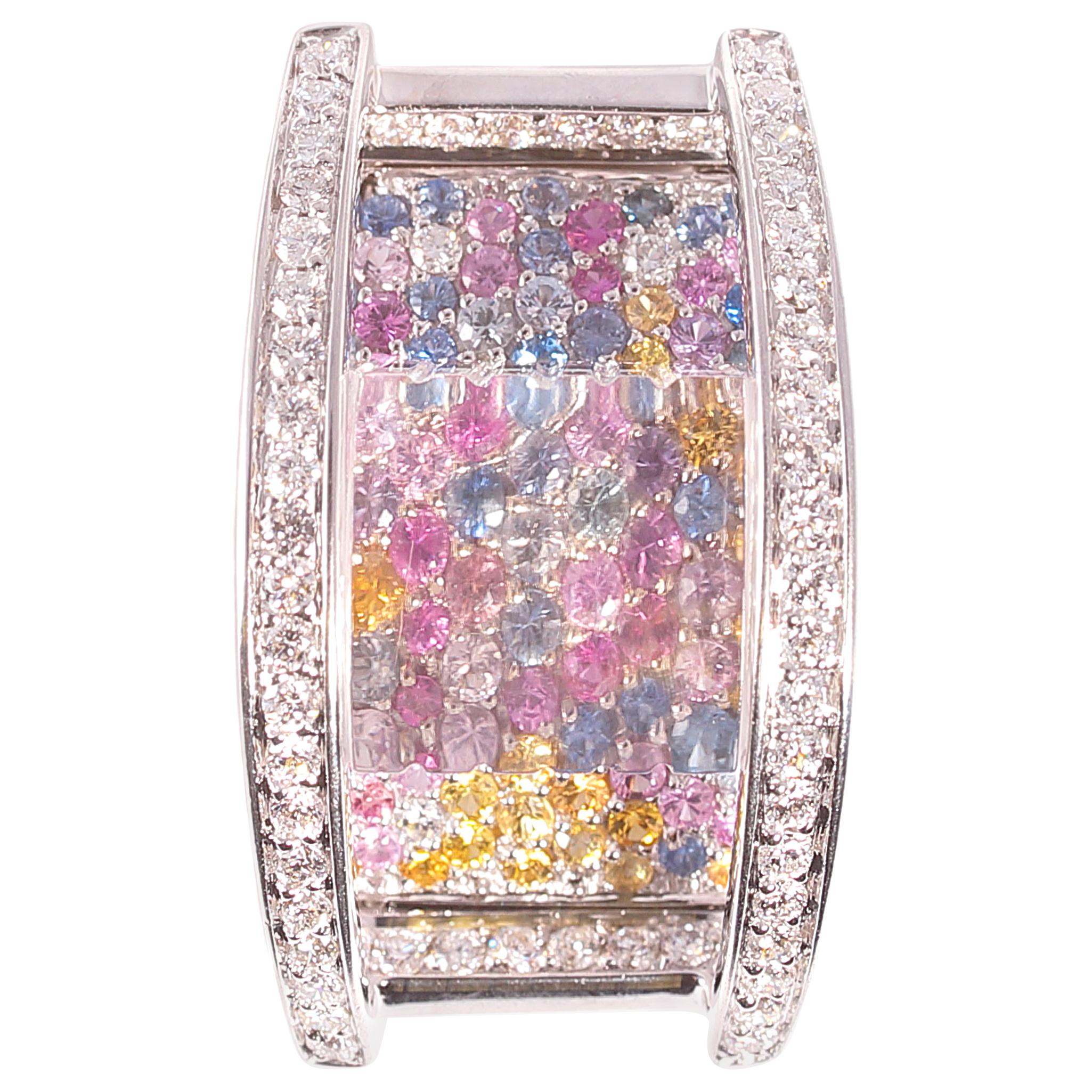 Multi-Color Sapphire Diamond Pendant by Losi For Sale
