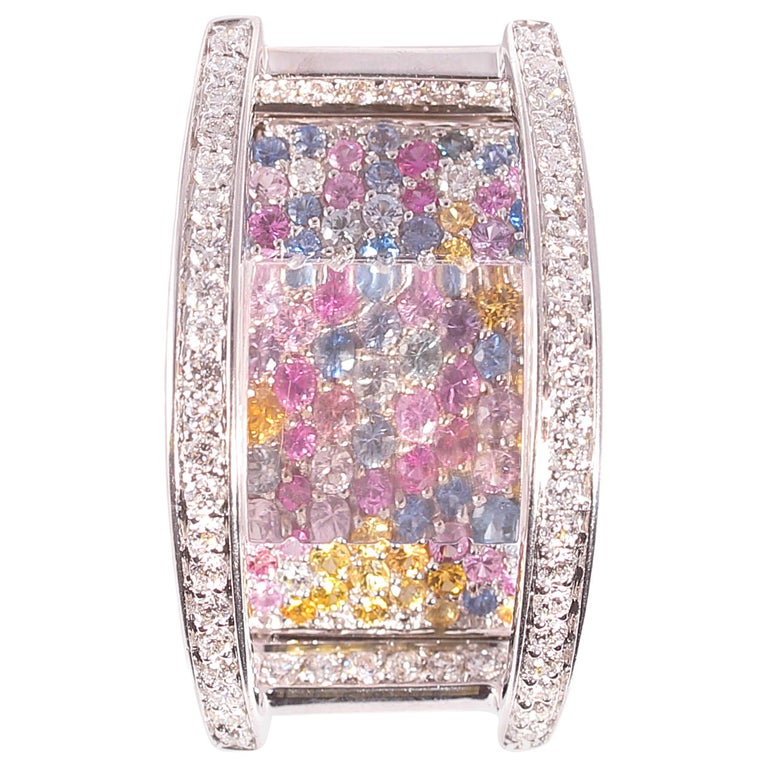 MultiColor Sapphire Diamond Pendant by Losi For Sale (Free Shipping