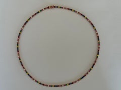 Multi-Color Sapphire Diamond Ruby and Emerald Tennis Necklace