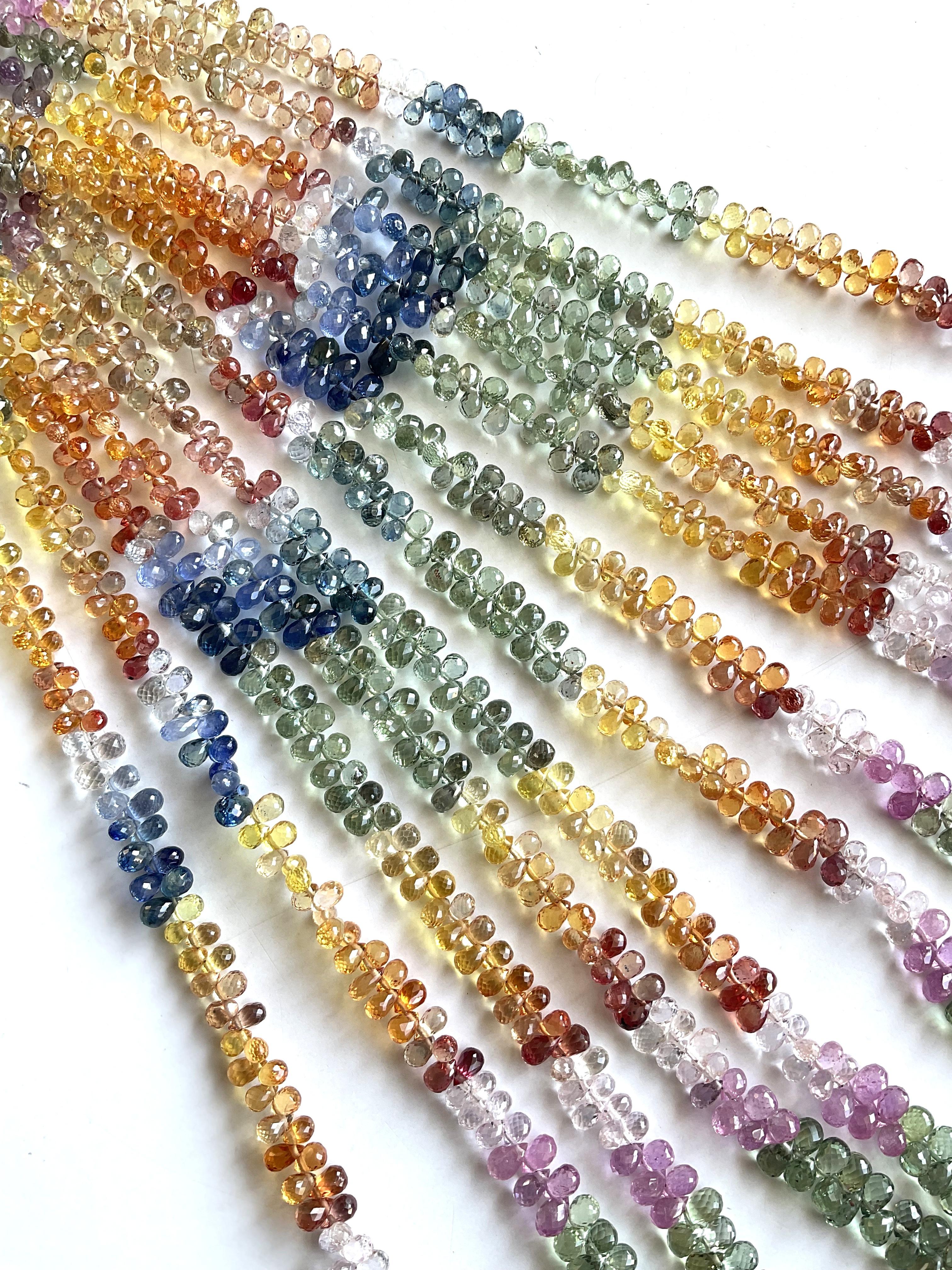 Art Deco Multi Color Sapphire Drops Top Quality Natural Gemstone For Fine Jewelry For Sale