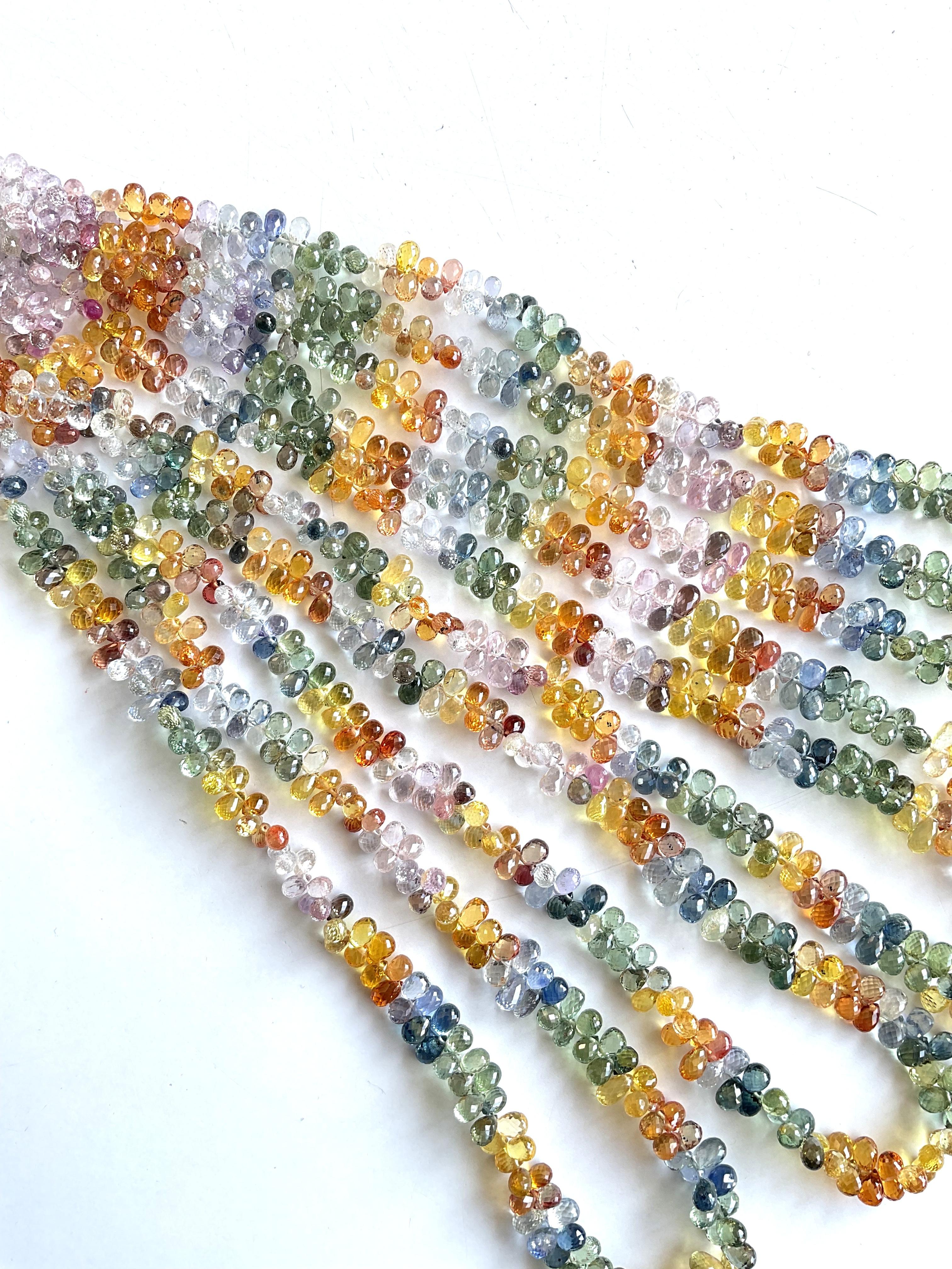 Bead Multi Color Sapphire Drops Top Quality Natural Gemstone For Fine Jewelry For Sale