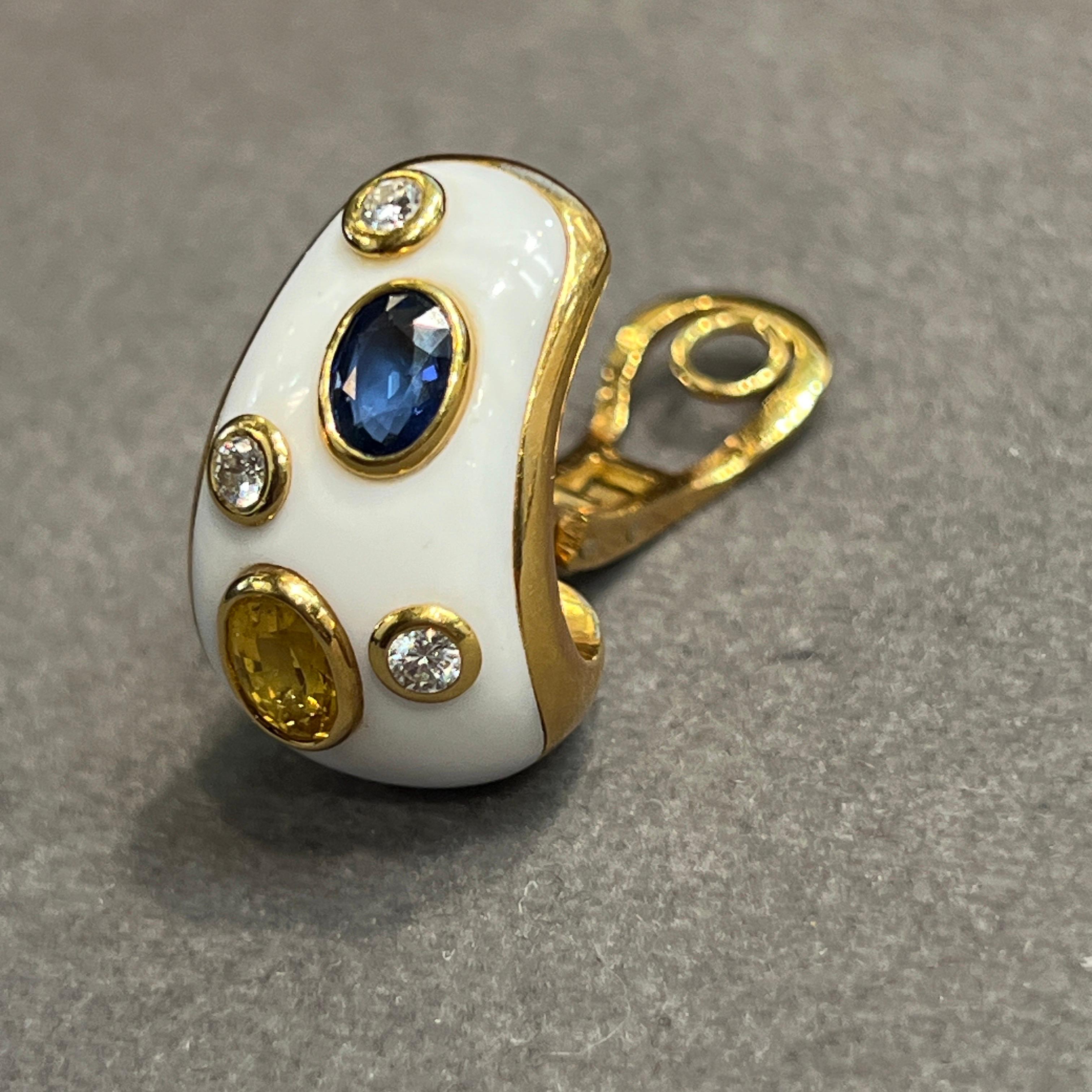 Women's Multi-Color Sapphire Enamel Earrings For Sale