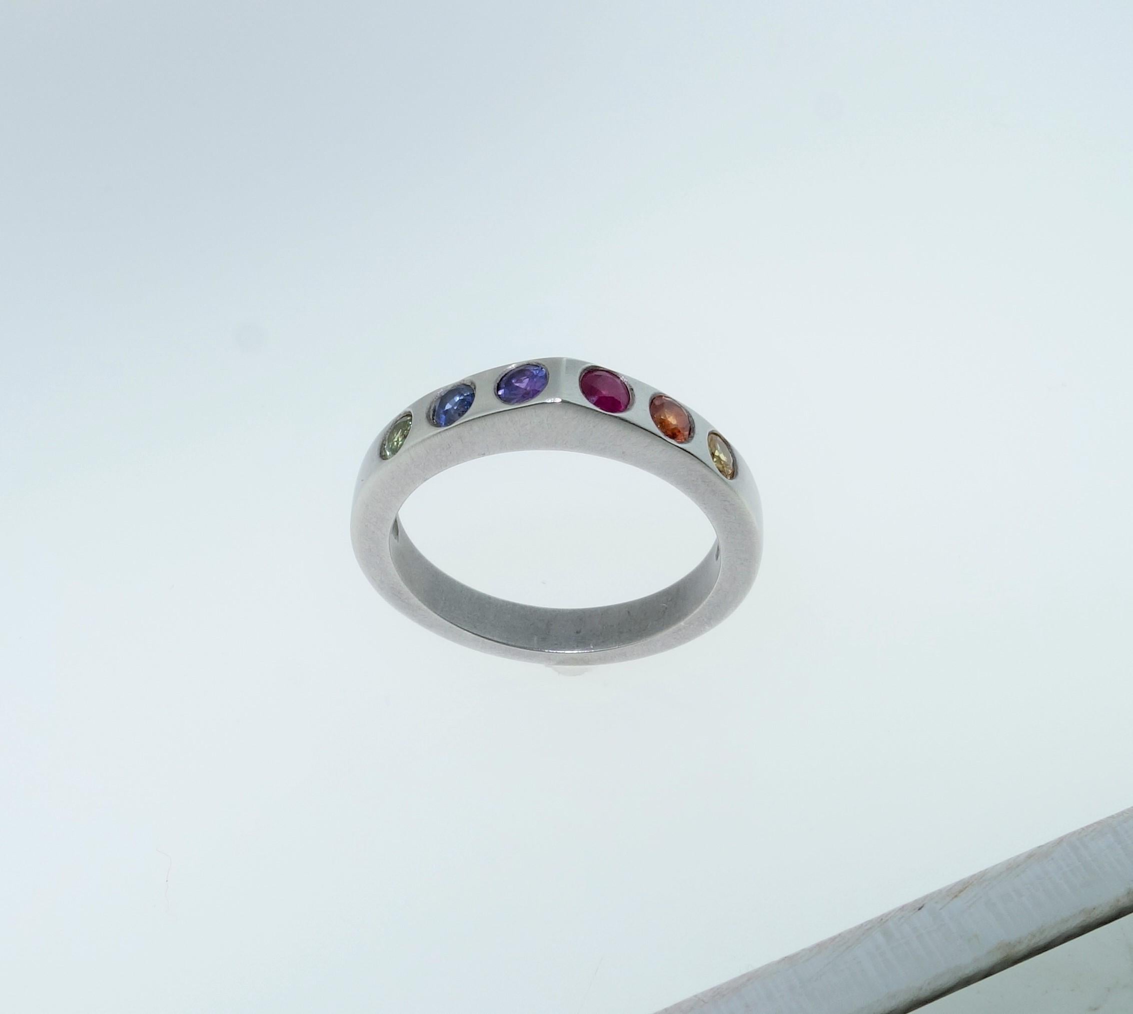 Modern Multi-Color Sapphire Eternity Band Ring