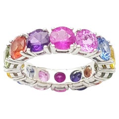 Multi-Color Sapphire Eternity Ring set in 18K White Gold Settings