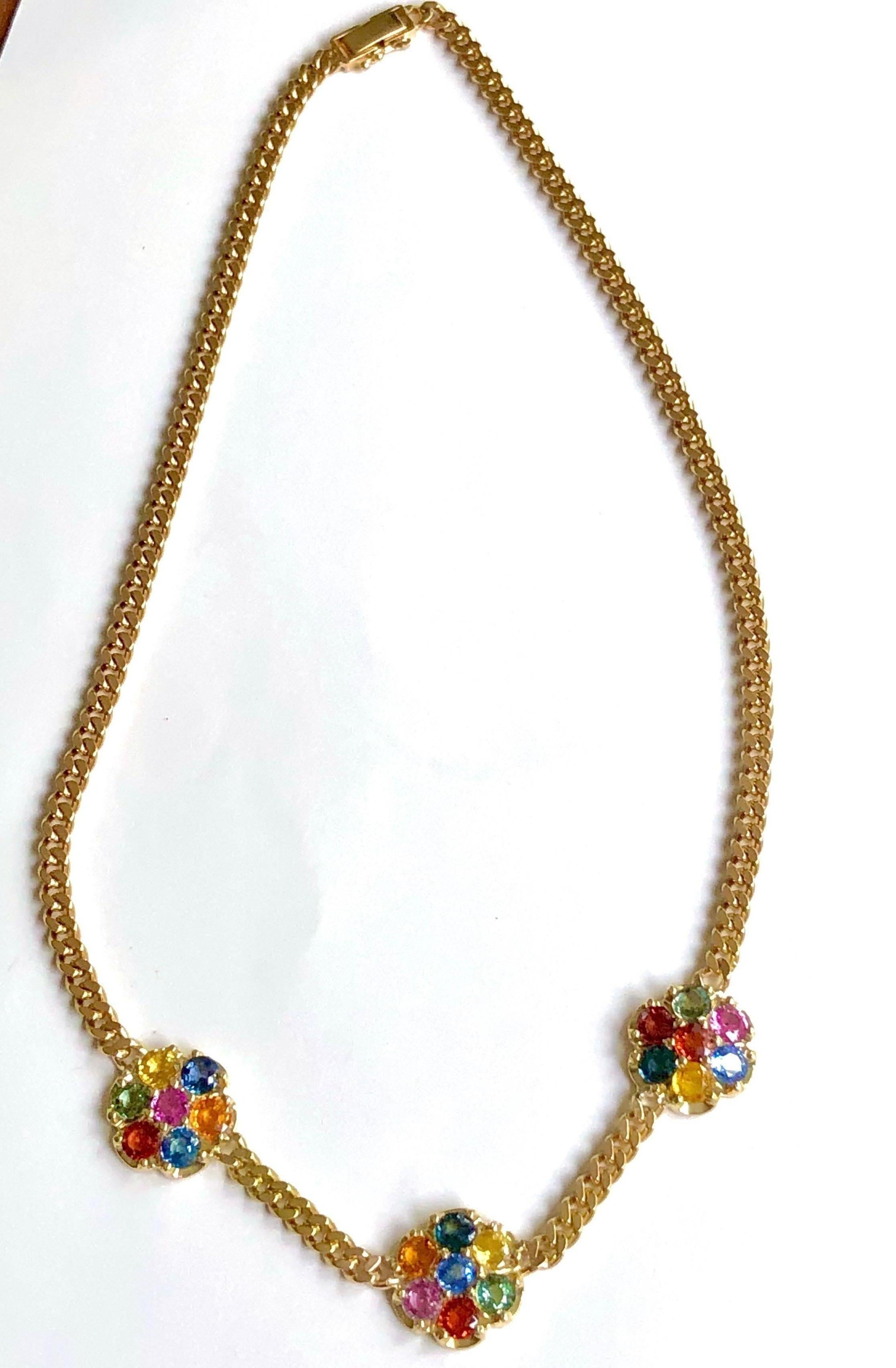 13,50 Karat Saphir Kette Halskette 18K Gelbgold im Angebot 3