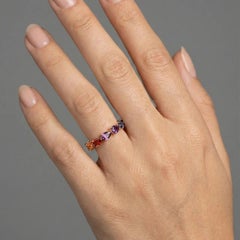 Multi-Color Sapphire & Garnet 14K (18K Custom) Gold Eternity Ring