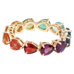 Multi-Color Sapphire & Garnet 14K (18K Custom) Gold Eternity Ring