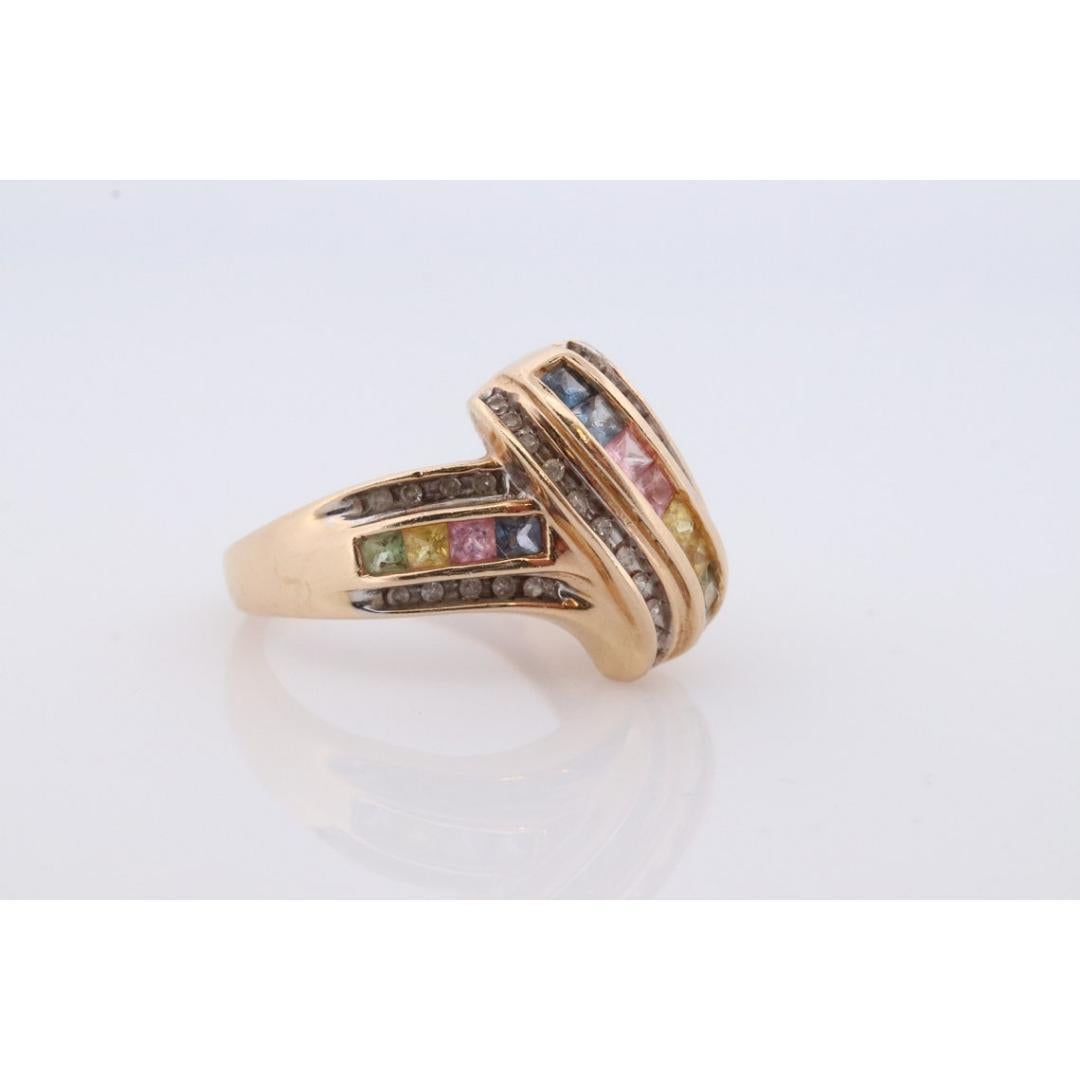 Women's Multi-Color Sapphire Ring. 14k Yellow Gold ring. Colorful Sapphire channel set.