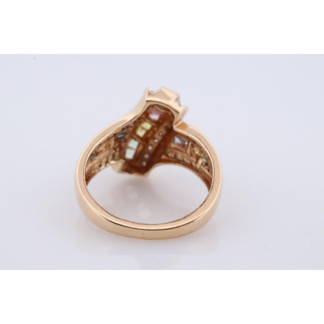 Multi-Color Sapphire Ring. 14k Yellow Gold ring. Colorful Sapphire channel set. 2