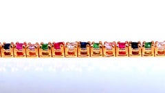 Mehrfarbiges Armband aus Saphir, Rubin und Diamanten, naturbelassen, 14 Karat, 12456*
