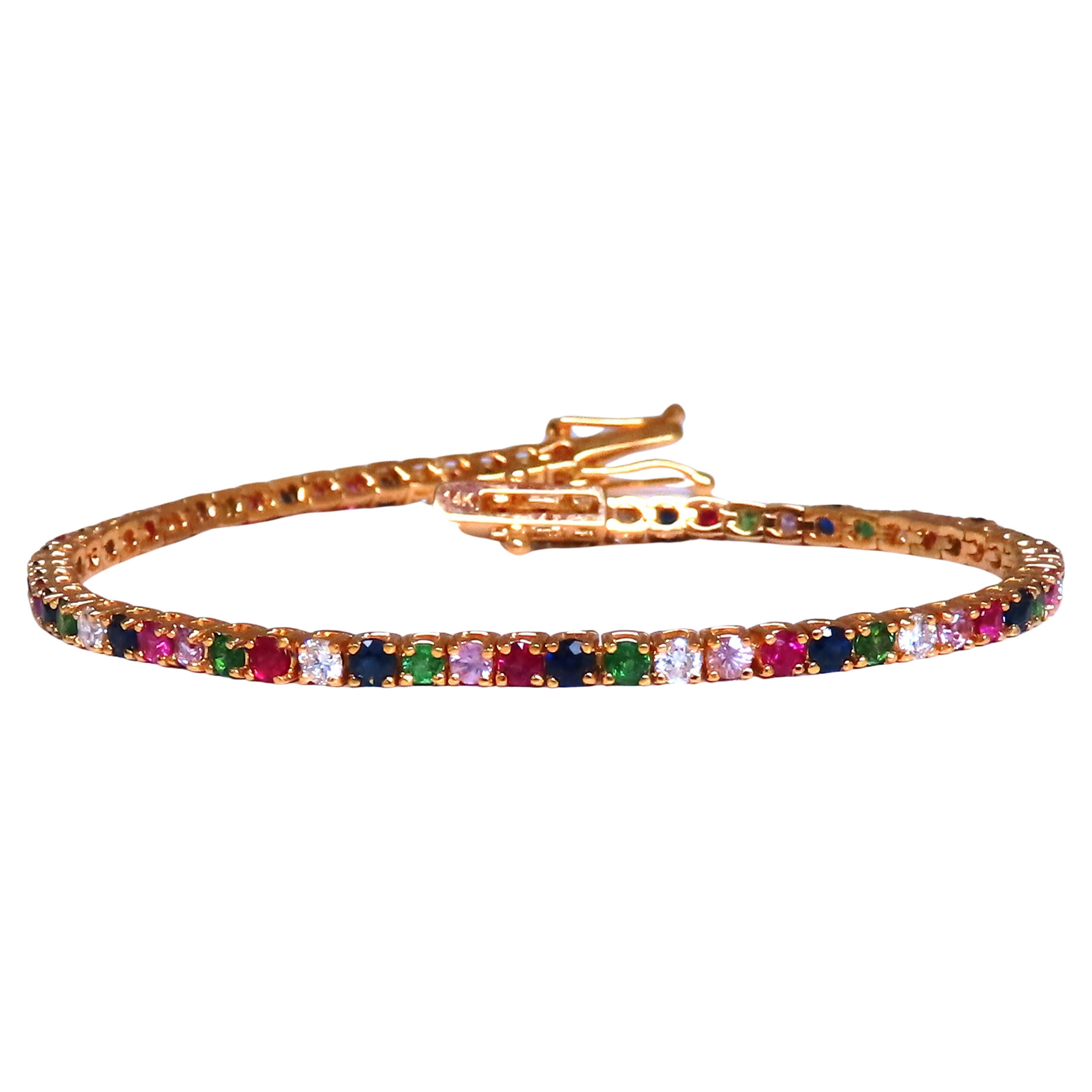 Multi color sapphire ruby diamond natural bracelet 14kt 12456