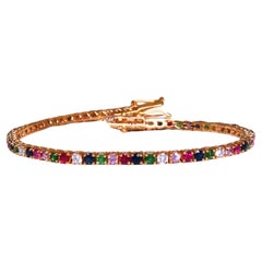 Multi color sapphire ruby diamond natural bracelet 14kt 12456