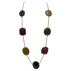 Collana a fette con zaffiro multicolore