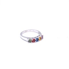 Multi Color Sapphire Stackable Band 14 Karat White Gold