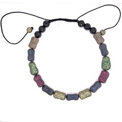 Multi Color Sapphire, Tsavorite, Ruby Macrame Choker Made In Silver