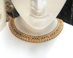 Collana con zaffiro multicolore, diamante e zaffiro rosa in oro 18 carati