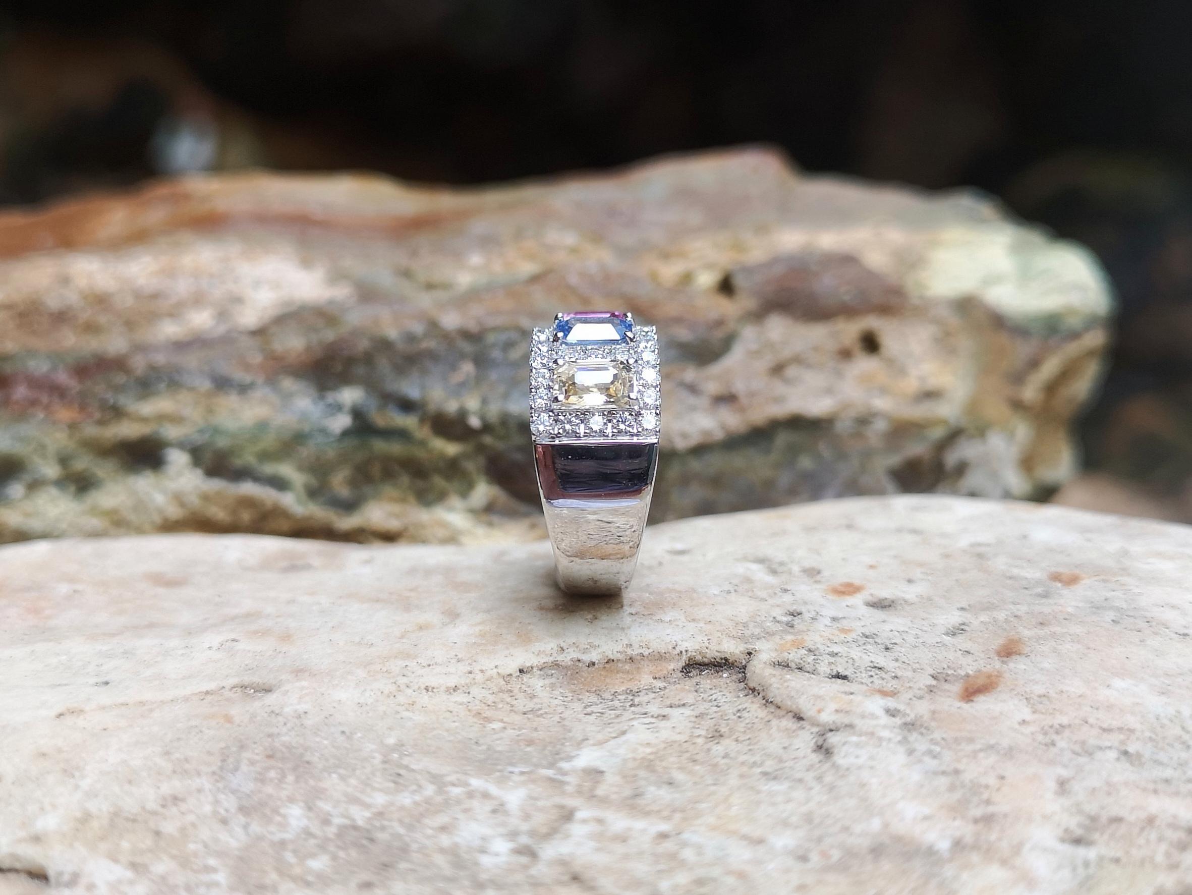 Multi-Color Sapphire with Diamond Ring Set in 18 Karat White Gold Settings 4