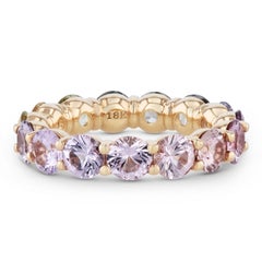 Multi Color Sapphire Yellow Gold Eternity Band Ring