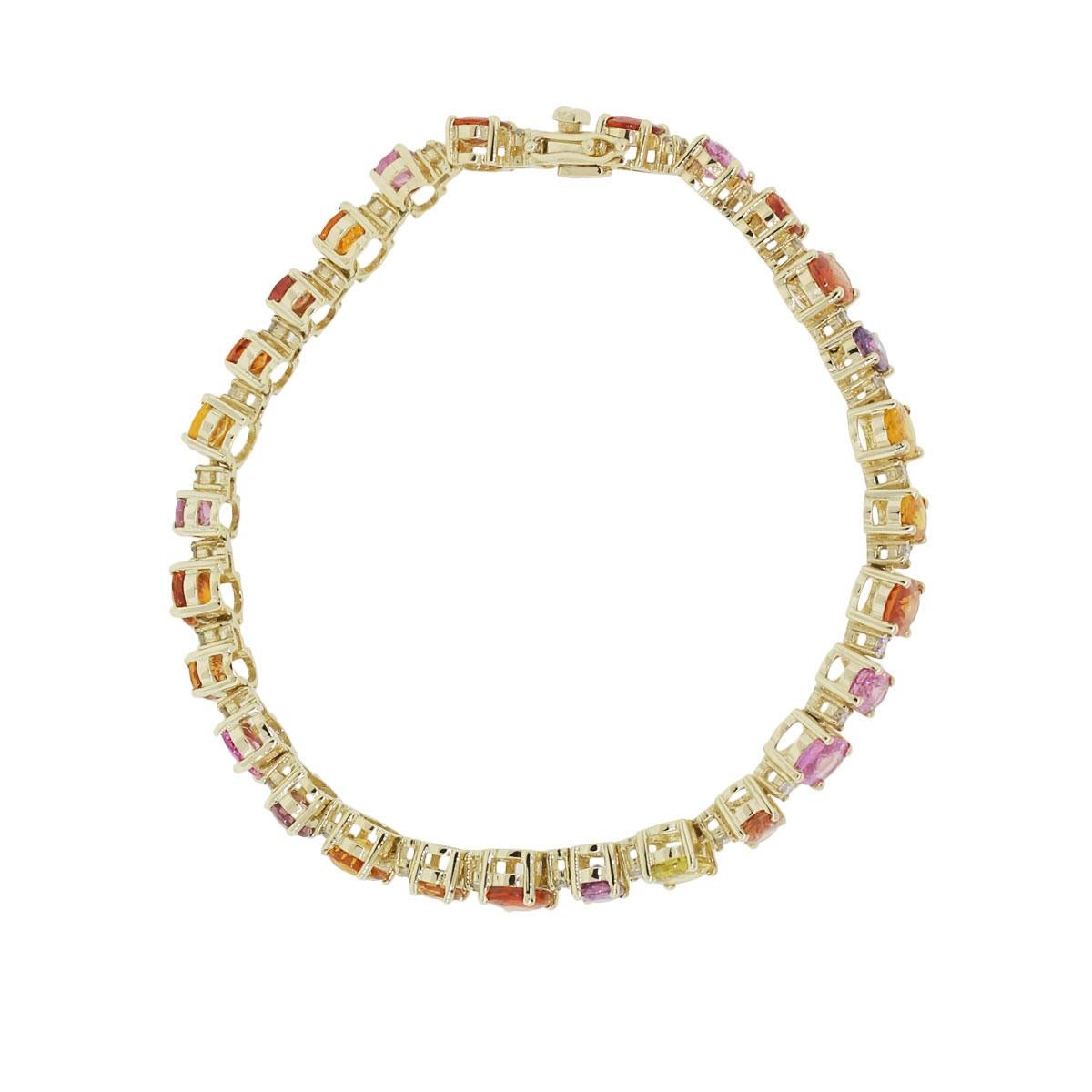 Oval Cut Multi-Color Sapphires and Diamond Bracelet