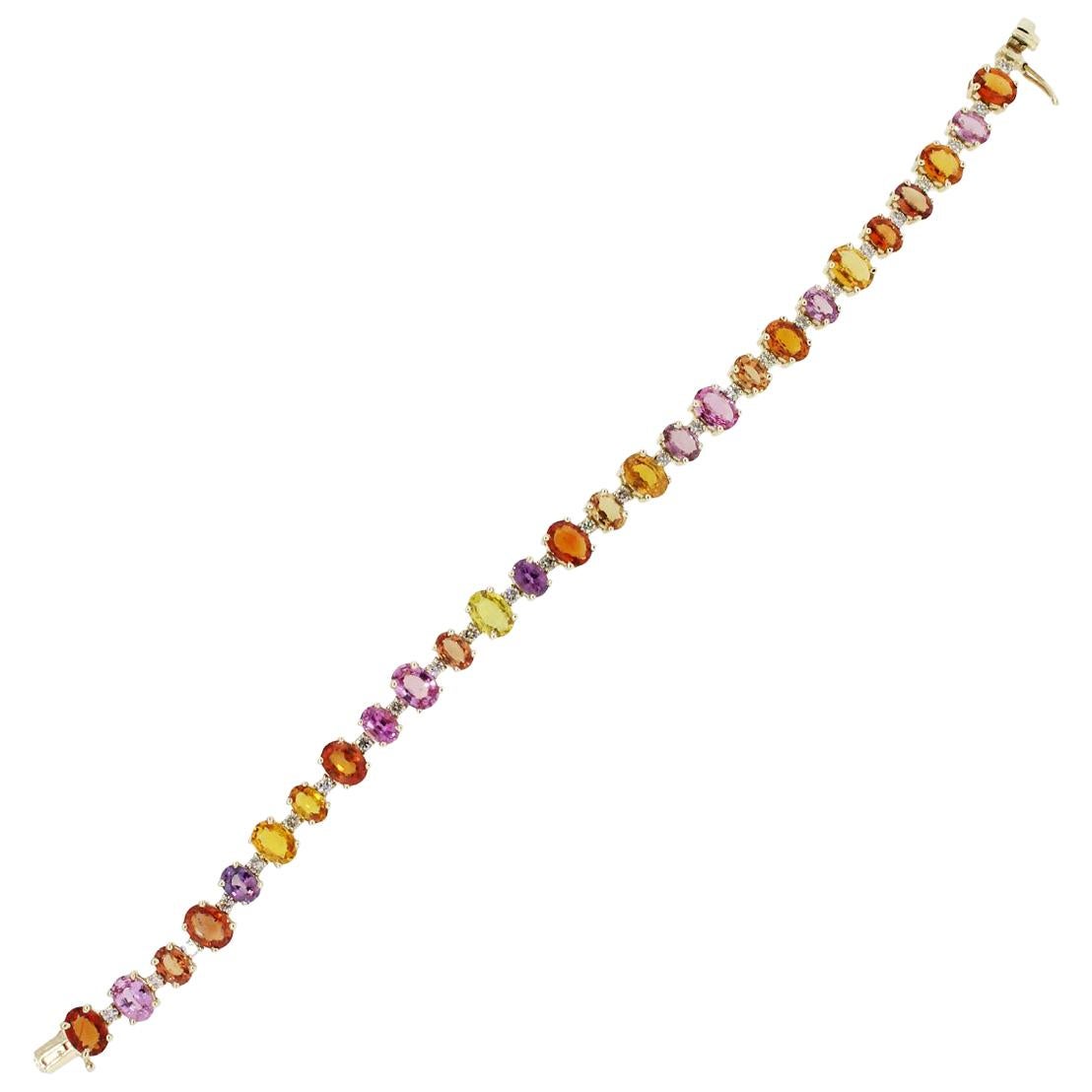 Multi-Color Sapphires and Diamond Bracelet