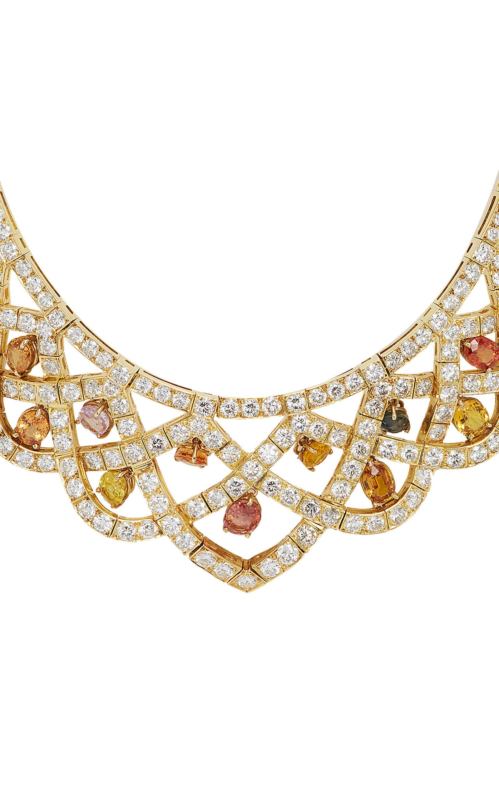 Multi-Color Sapphires and Diamond Necklace In Good Condition For Sale In New York, NY