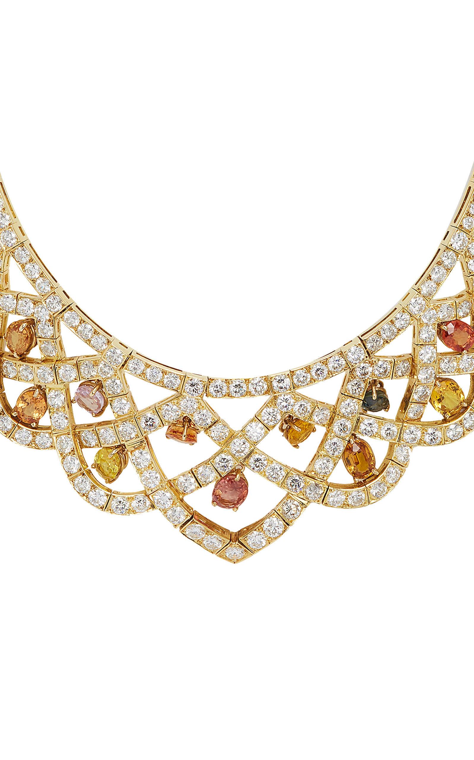 Collier de saphirs multicolores et diamants Bon état - En vente à New York, NY