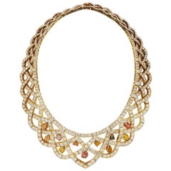 Multi-Color Sapphires and Diamond Necklace