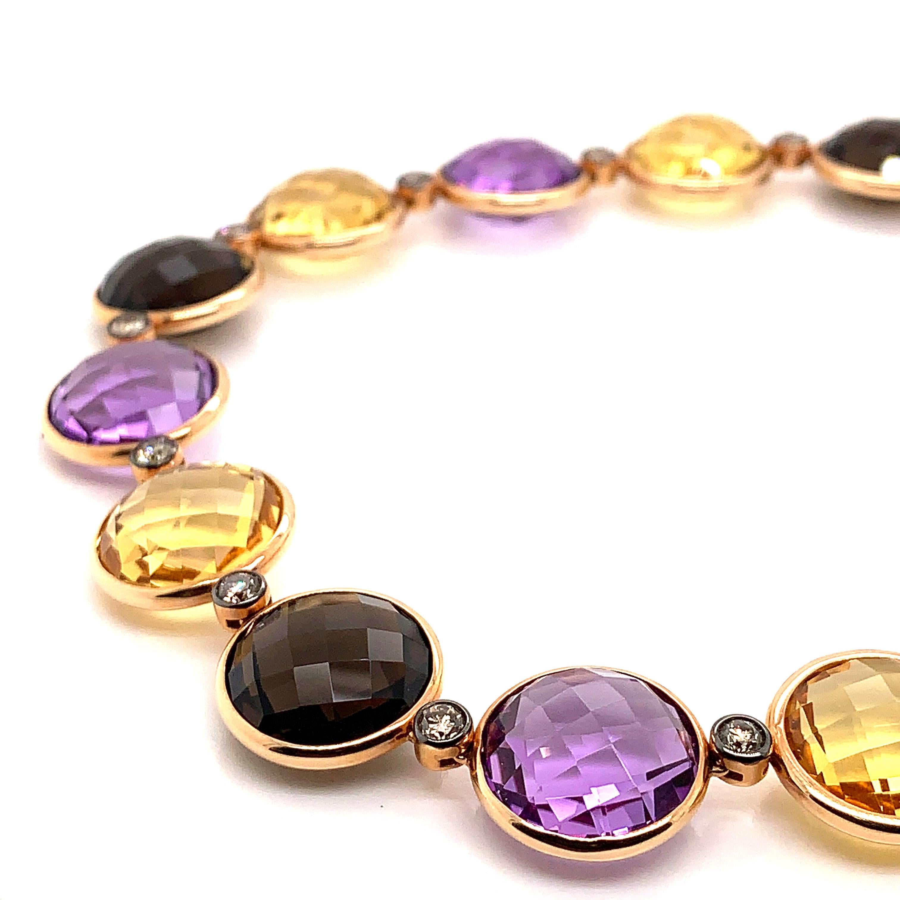 Glamorous Gemstones - Sunita Nahata started off her career as a gemstone trader, and this particular collection reflects her love for multi-coloured semi-precious gemstones. This necklace features over a hundred and seventy carats of semi previous