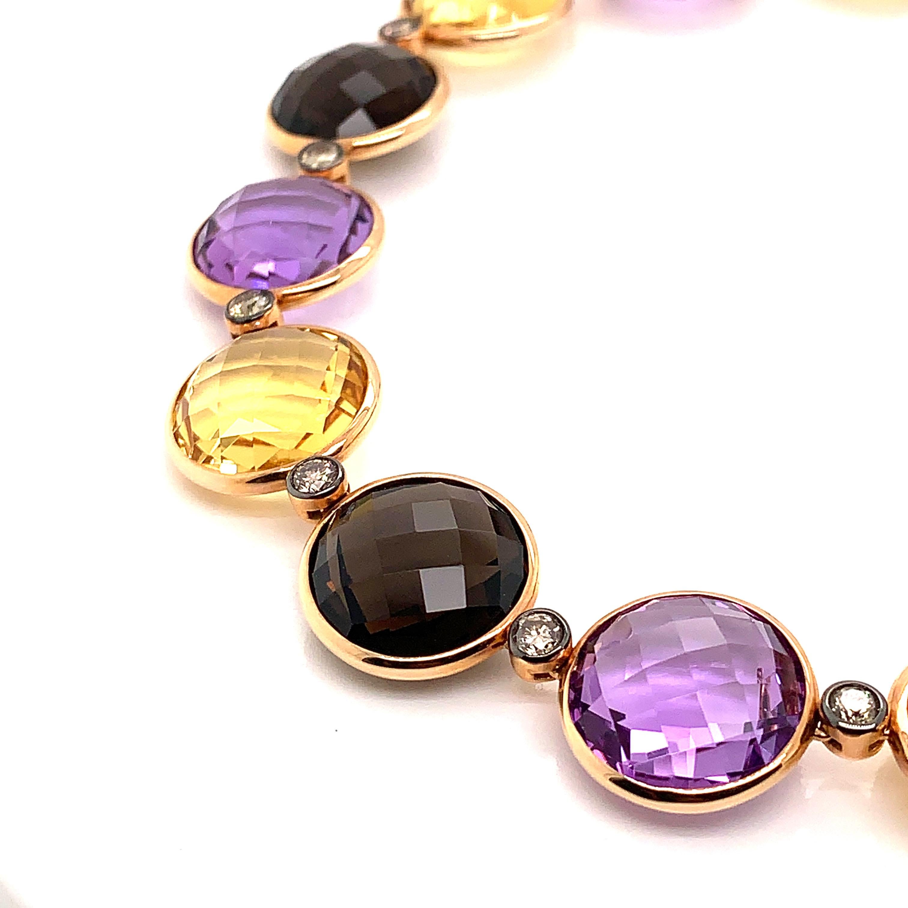 Halskette aus 18 Karat Roségold mit mehrfarbigen Halbedelsteinen und Diamanten (Zeitgenössisch) im Angebot
