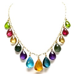 Mehrfarbige Halbedelsteine 132 Karat Paradizia Halskette