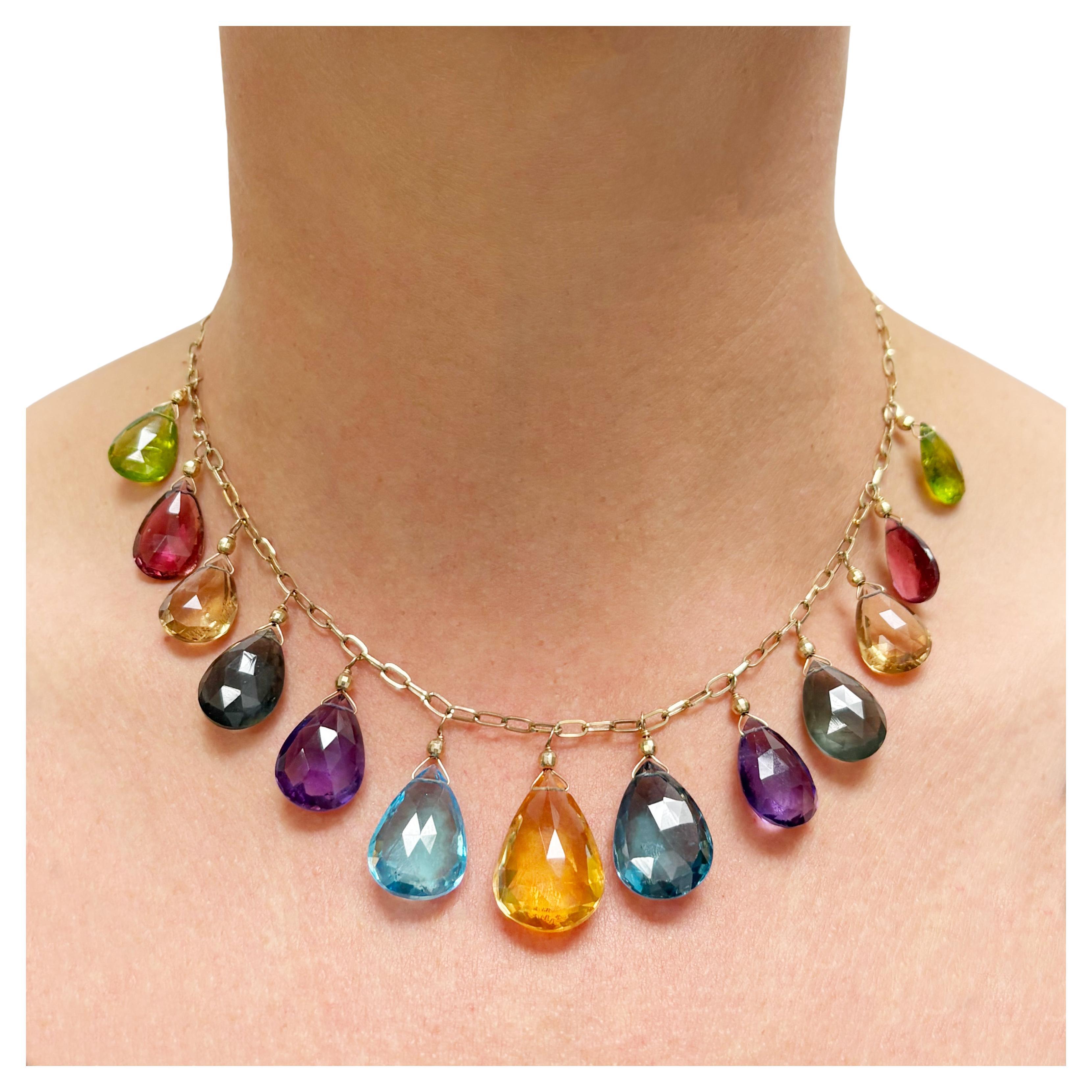 Multi-color Semi-Precious Stones 132 Carats Paradizia Necklace For Sale