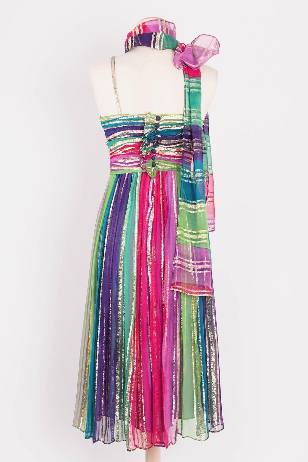Women's Multi-Color Silk Dress For Sale