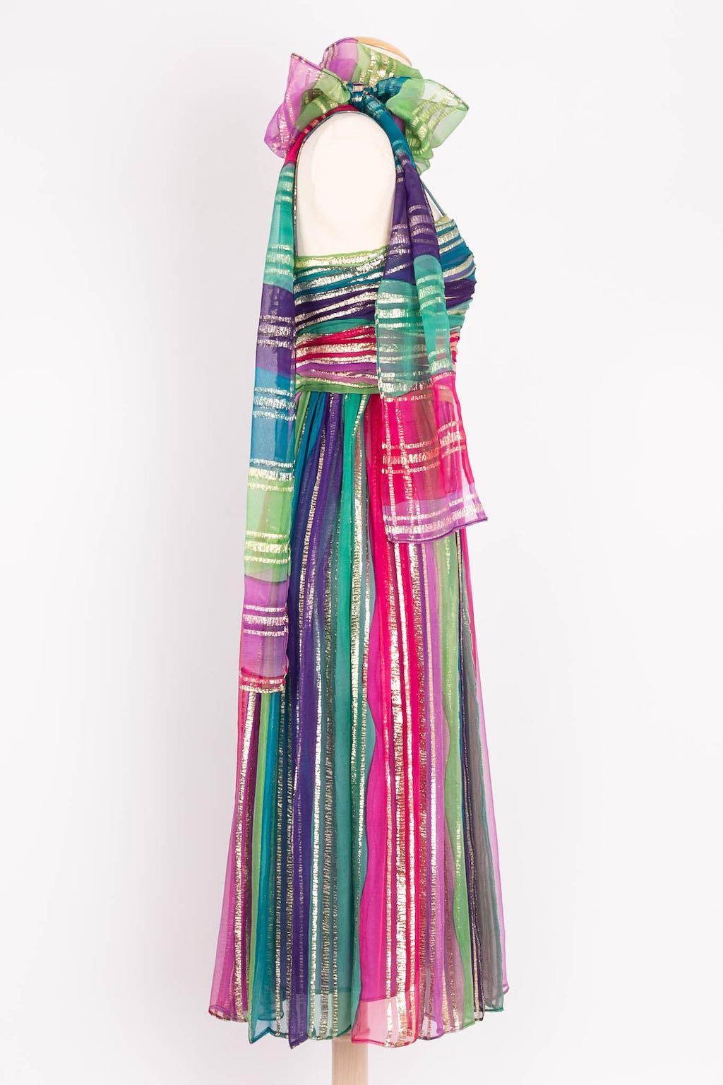 Multi-Color Silk Dress For Sale 1