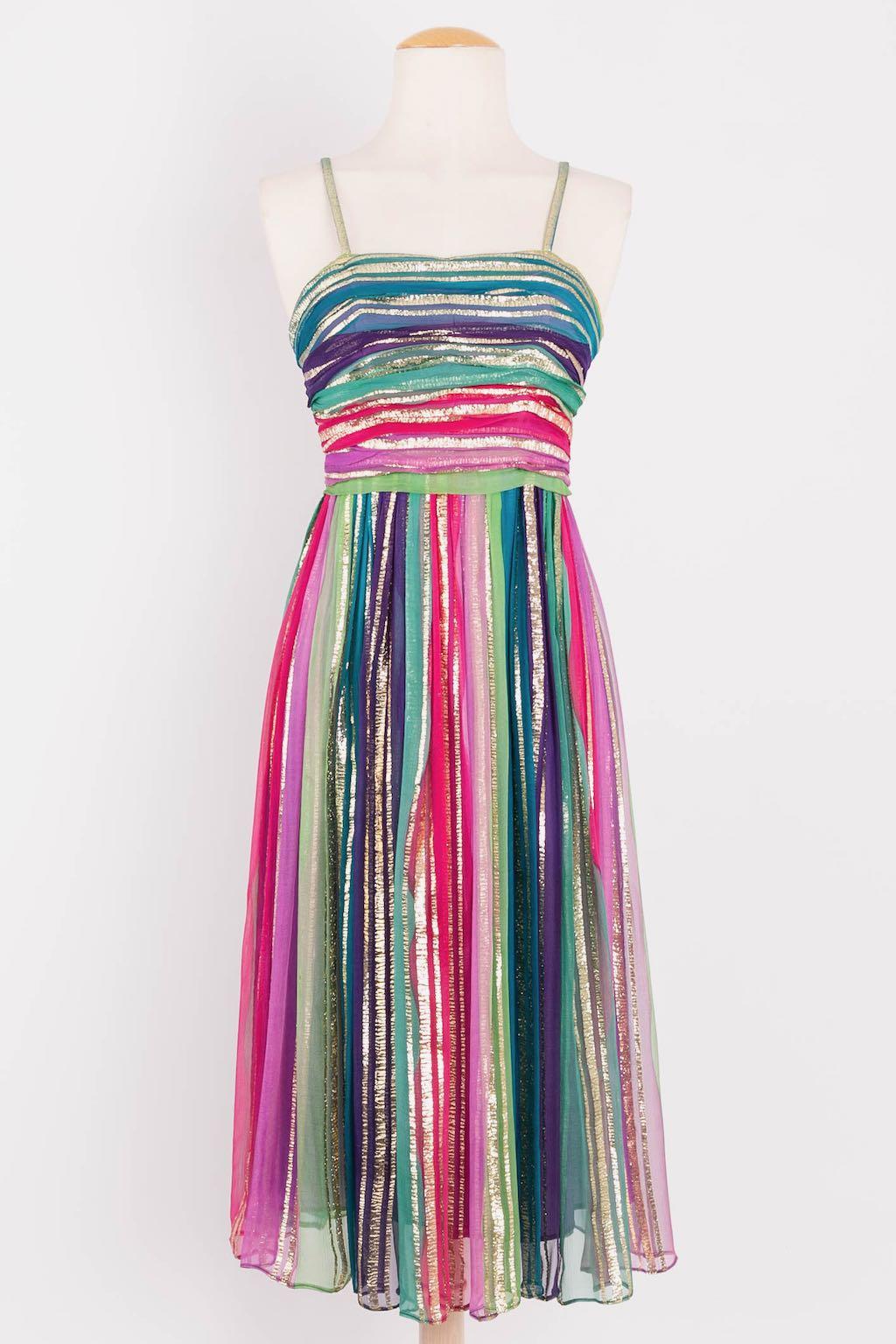 Multi-Color Silk Dress For Sale 2