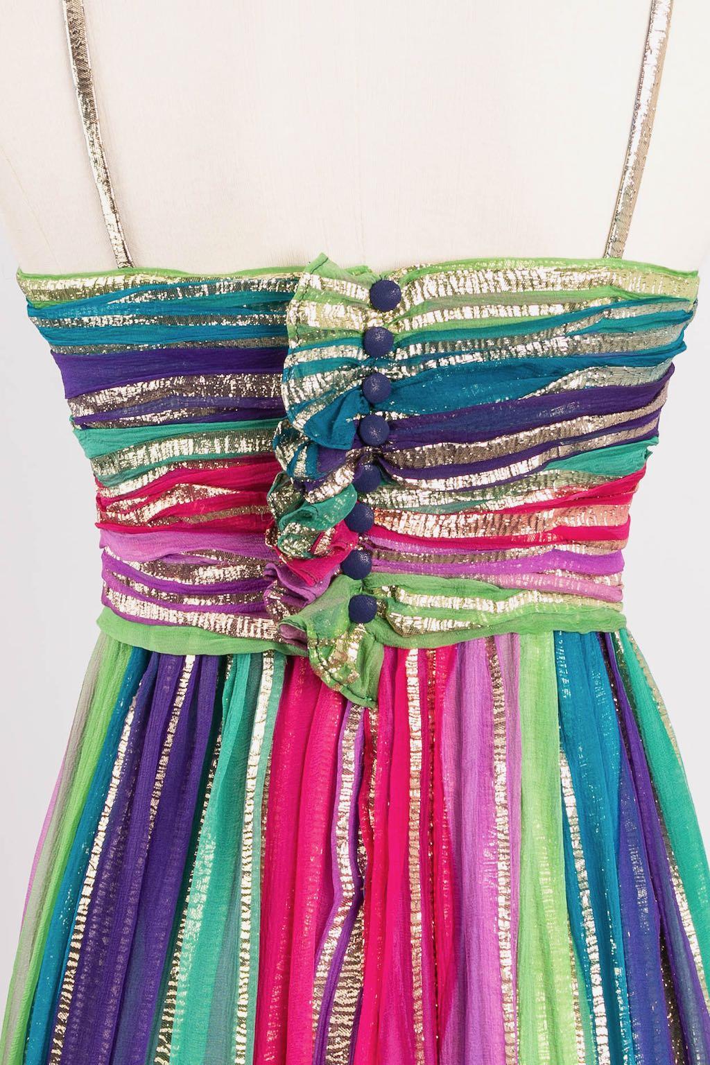 Multi-Color Silk Dress For Sale 3