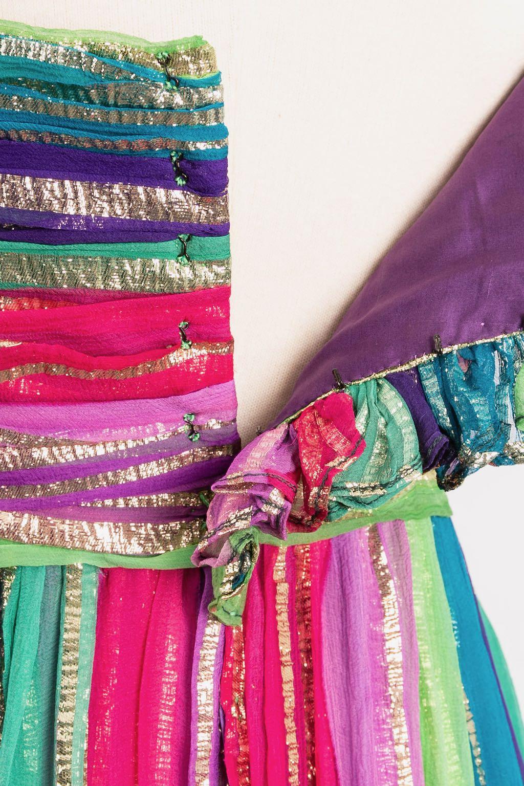 Multi-Color Silk Dress For Sale 4