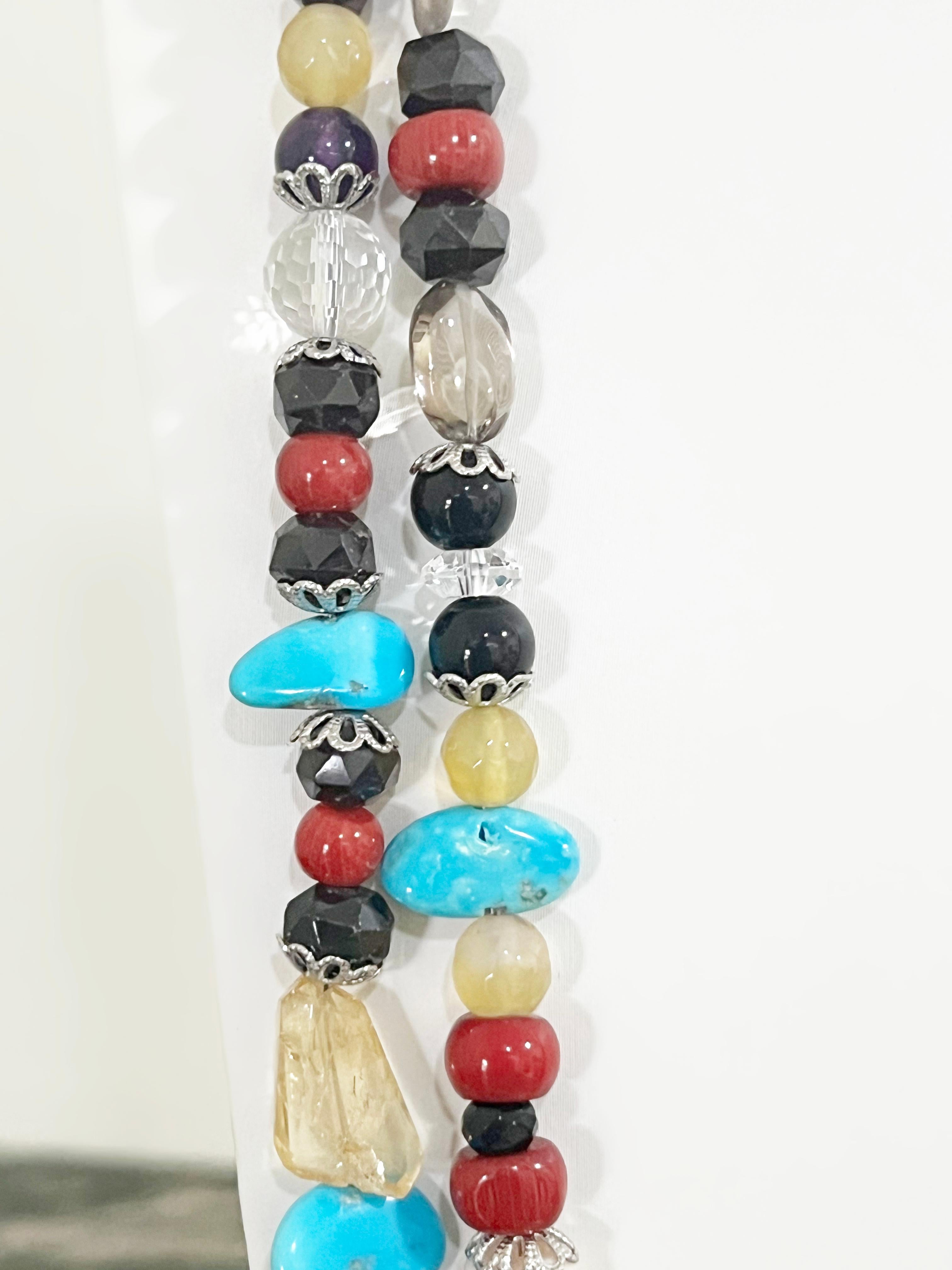 Collana di perline in argento multicolore In condizioni Nuovo in vendita a Marcianise, IT