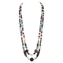 Multi-Color Silver Beaded Necklace