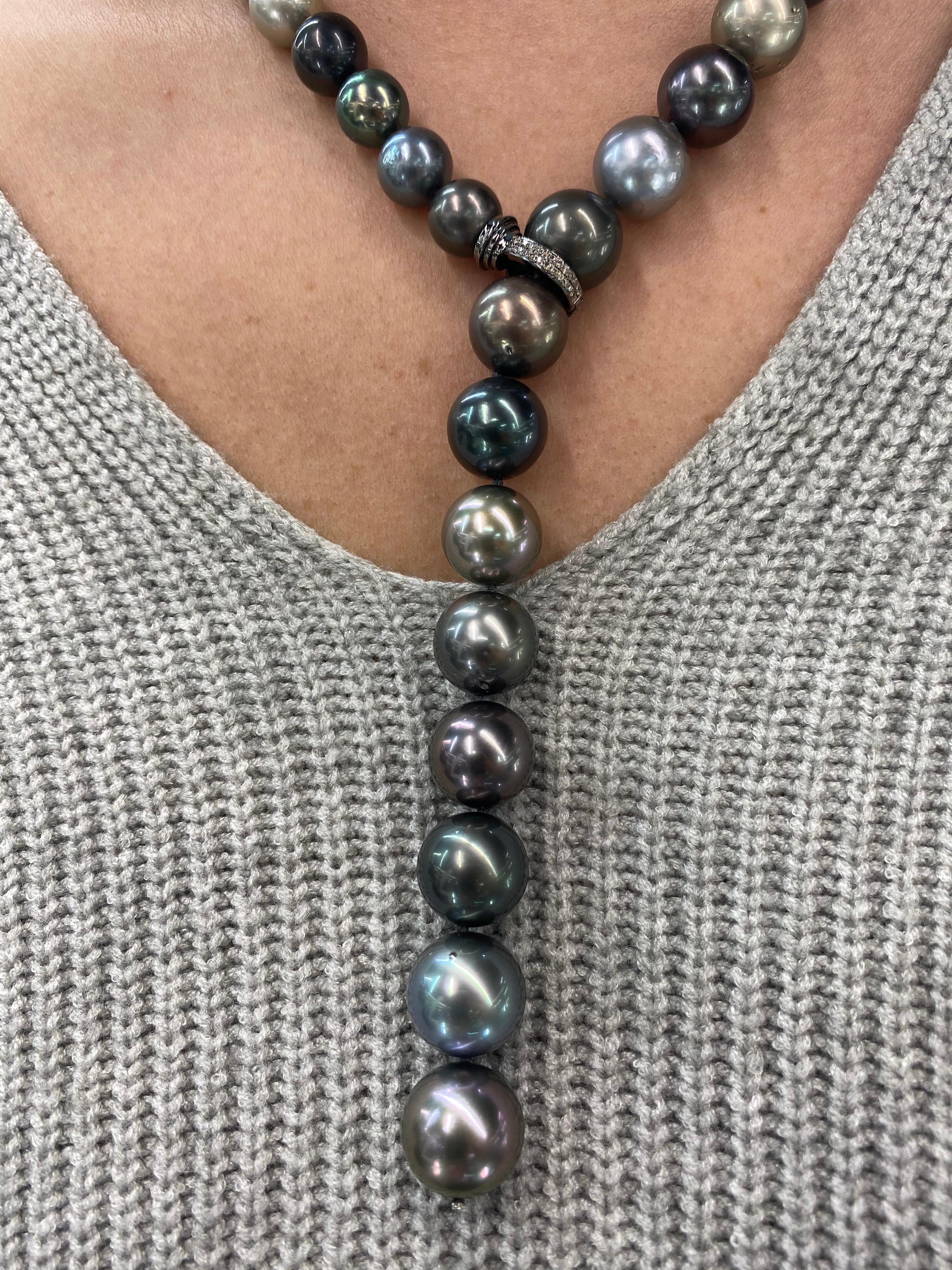 Mehrfarbige Südsee-Tahiti-Perlen-Diamant-Halskette im Zustand „Neu“ in New York, NY