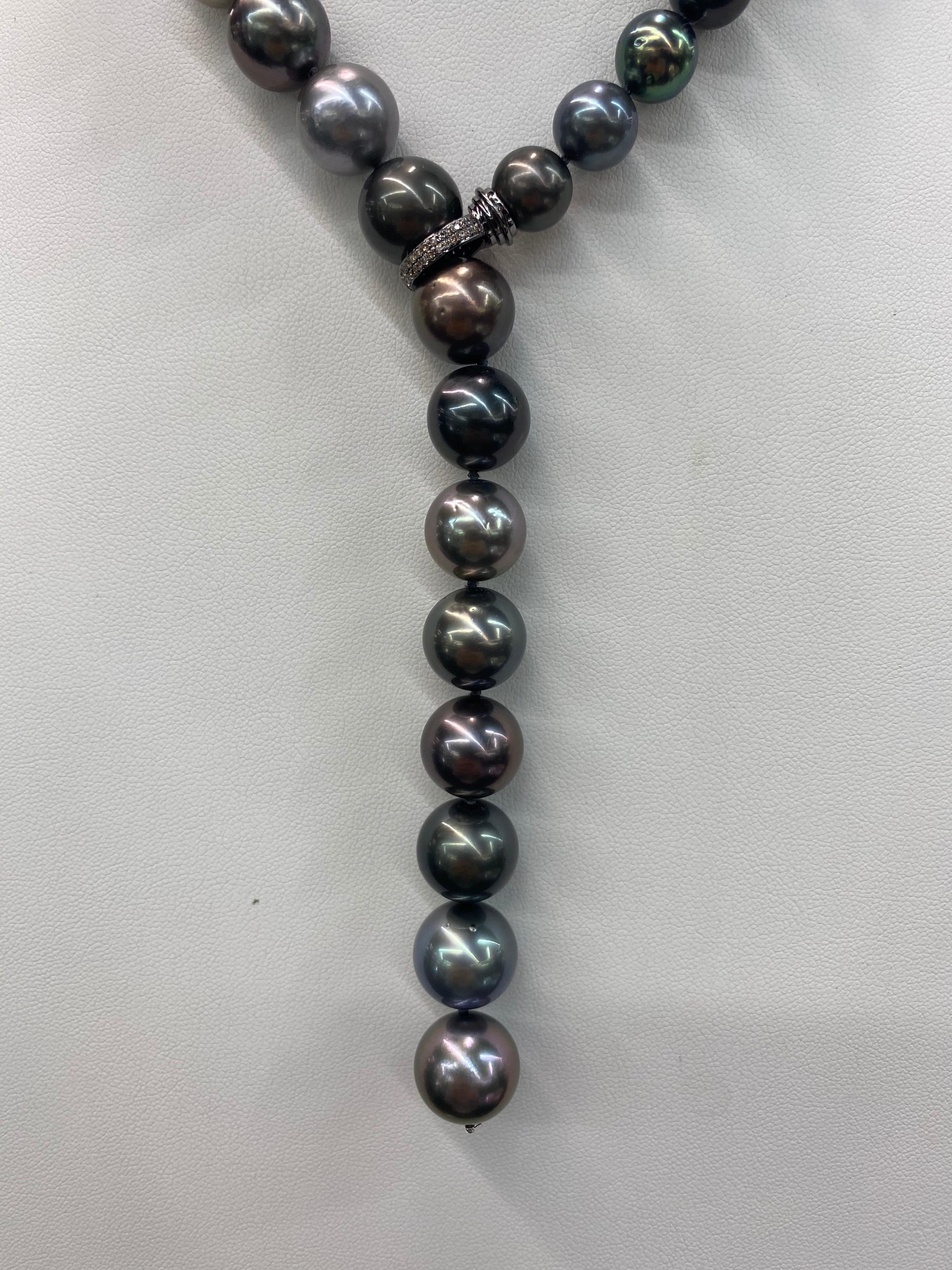 Mehrfarbige Südsee-Tahiti-Perlen-Diamant-Halskette Damen