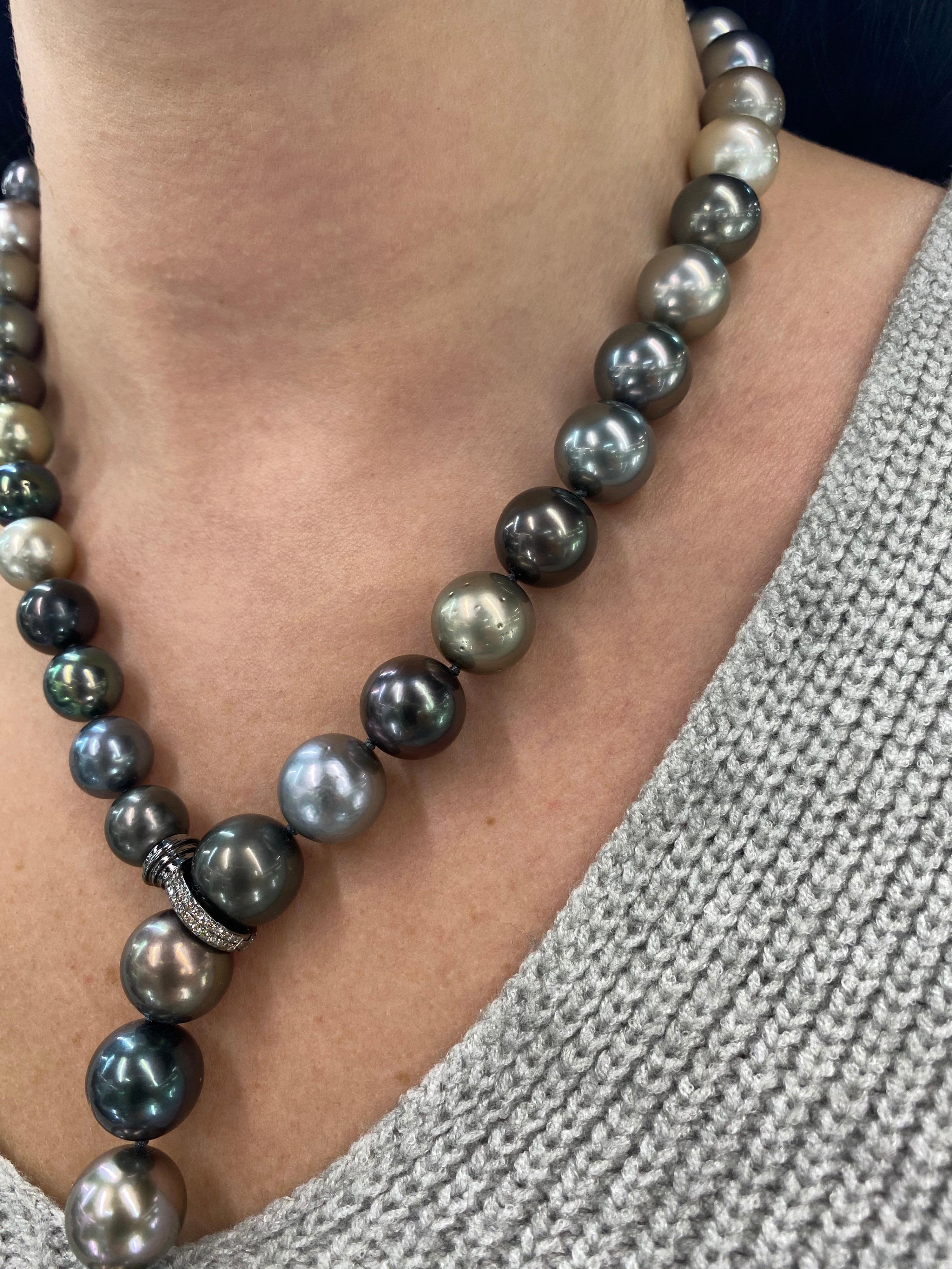 Mehrfarbige Südsee-Tahiti-Perlen-Diamant-Halskette 3