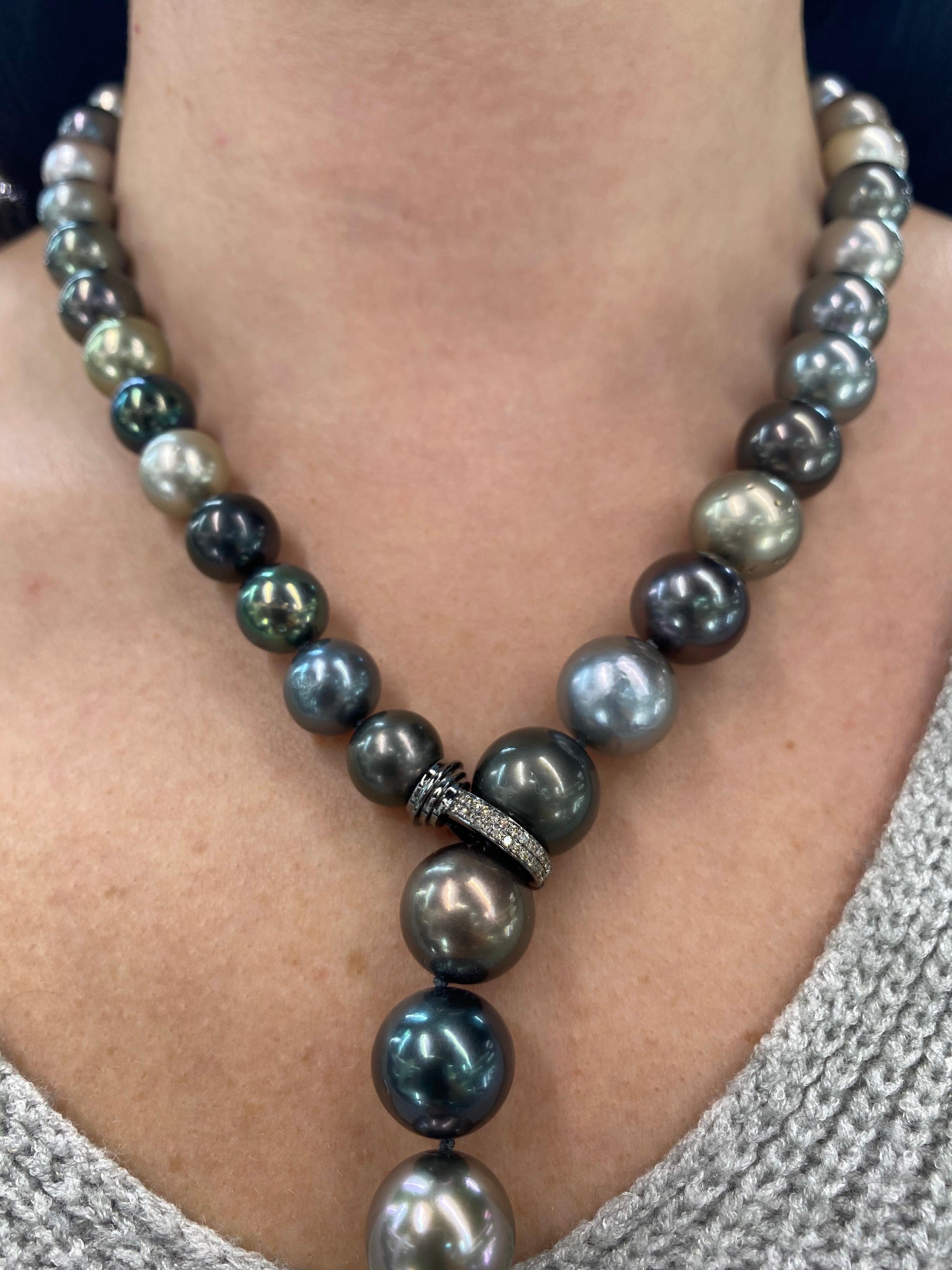 Mehrfarbige Südsee-Tahiti-Perlen-Diamant-Halskette 4