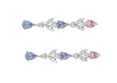Multi-color Spinel and Diamond Dangle Earrings
