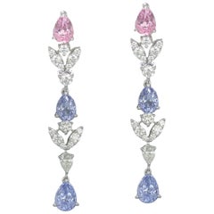 Multi-color Spinel and Diamond Dangle Earrings