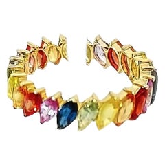 Anello con diamante in oro giallo 18 carati con pietre multicolore